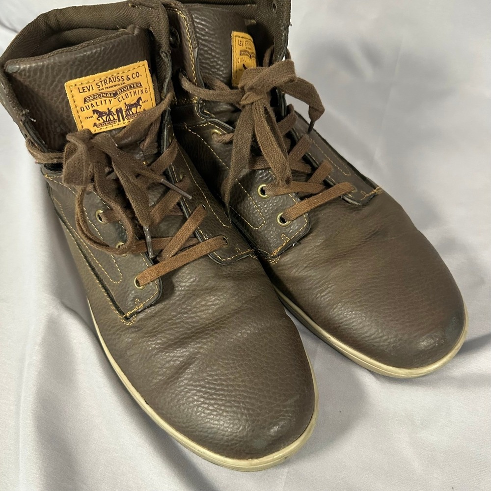 Levis Mens Size 13 Brown High Top Sneakers Synthetic Leather Boots - Picture 13 of 16